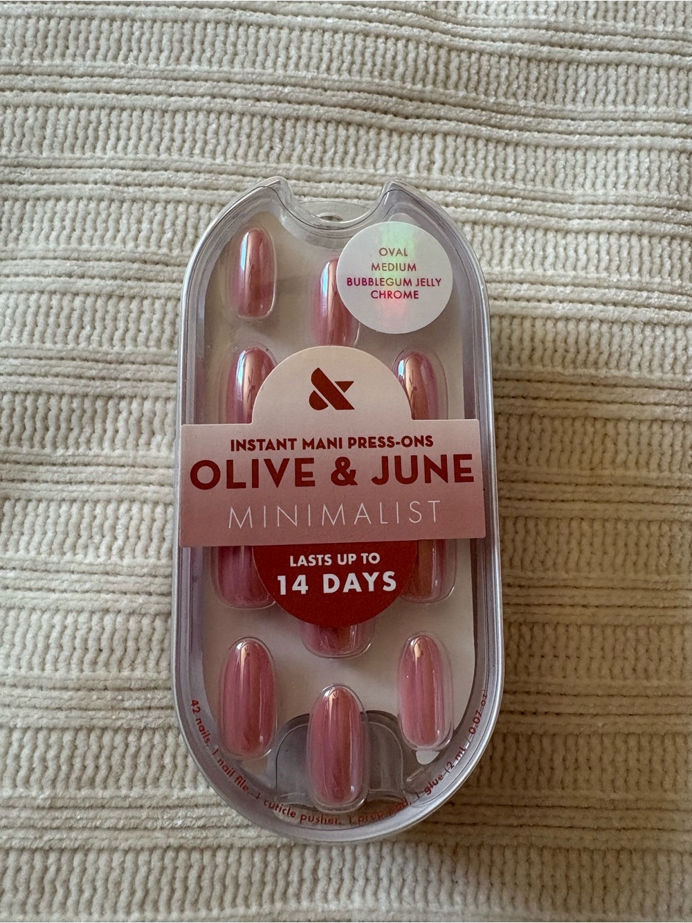 Olive & June Minimalist Press-On Nails - Bubblegum Jelly Chrome Pink